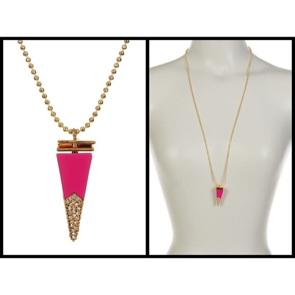 💕TRINA TURK💕 Pink Stacked Cone Pendant Necklace NWT Pink Gold - Picture 1 of 9